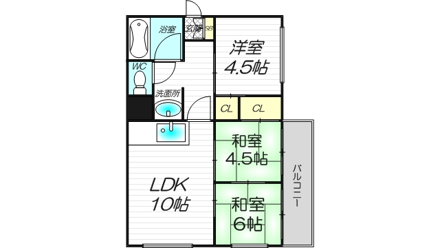 植原ユウハイツの３LDK間取り図